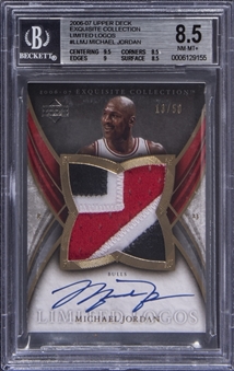 2006-07 UD "Exquisite Collection" Limited Logos #LLMJ Michael Jordan Signed Game Used Patch Card (#13/50) – BGS NM-MT+ 8.5/BGS 10